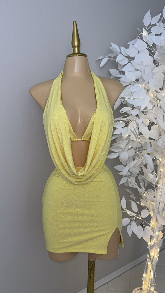 Arianna Glitter Skirt Set - Yellow