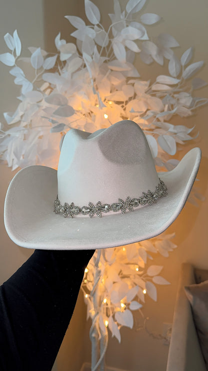 Allison Rhinestone Western Hat - Ivory