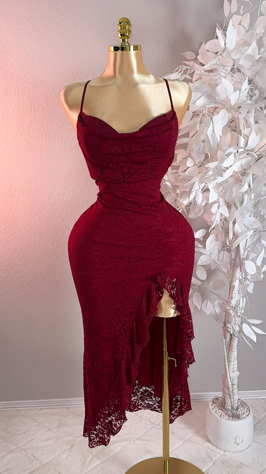 Lexi Maxi Lace Dress - Burgundy