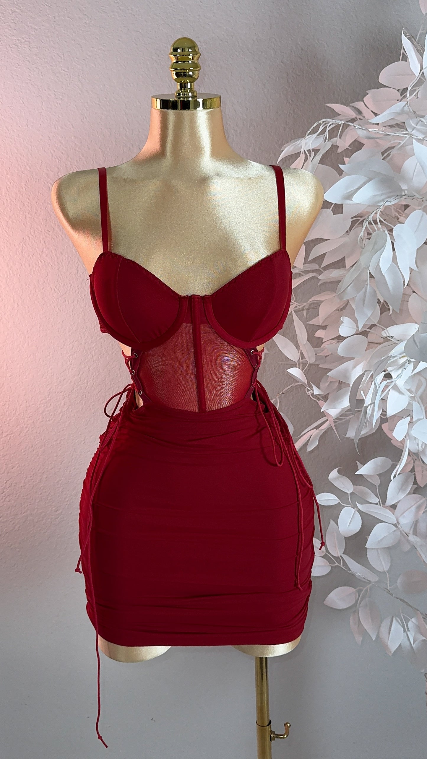 Anayeli Mini Dress - Burgundy