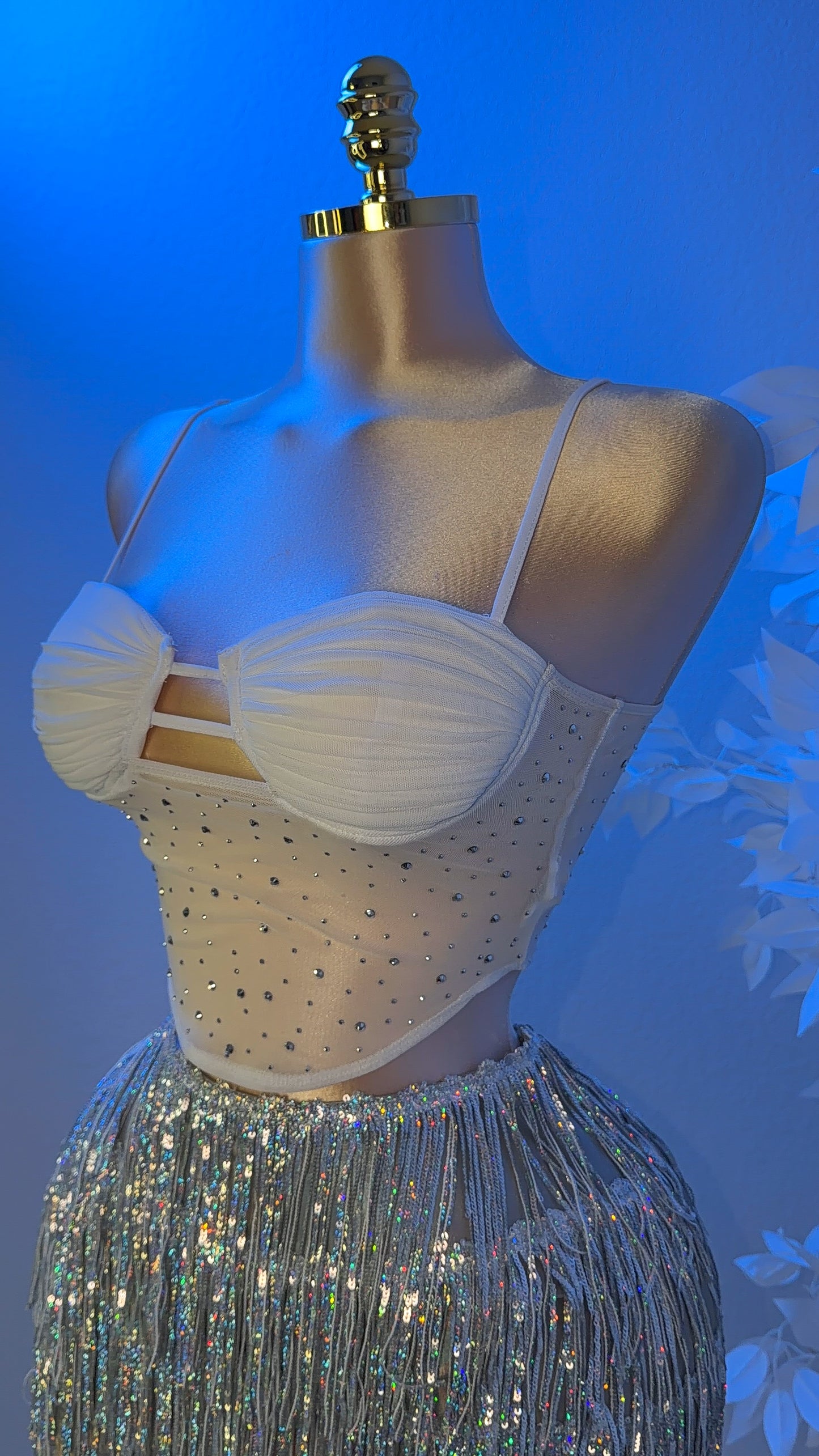 Secreto Rhinestone Top - White