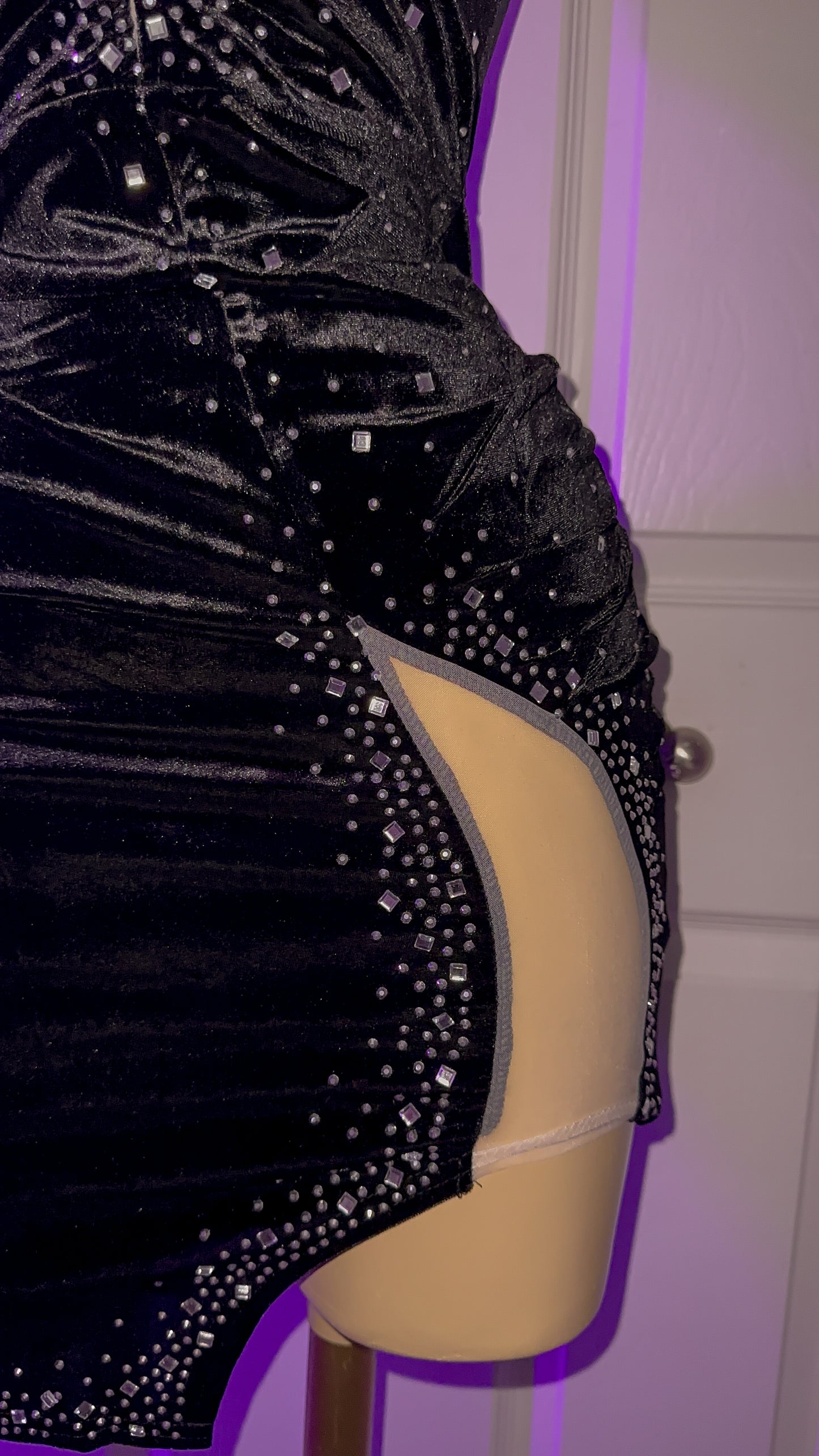 Ruby Velvet Rhinestone Dress - Black (Plus Size Available)
