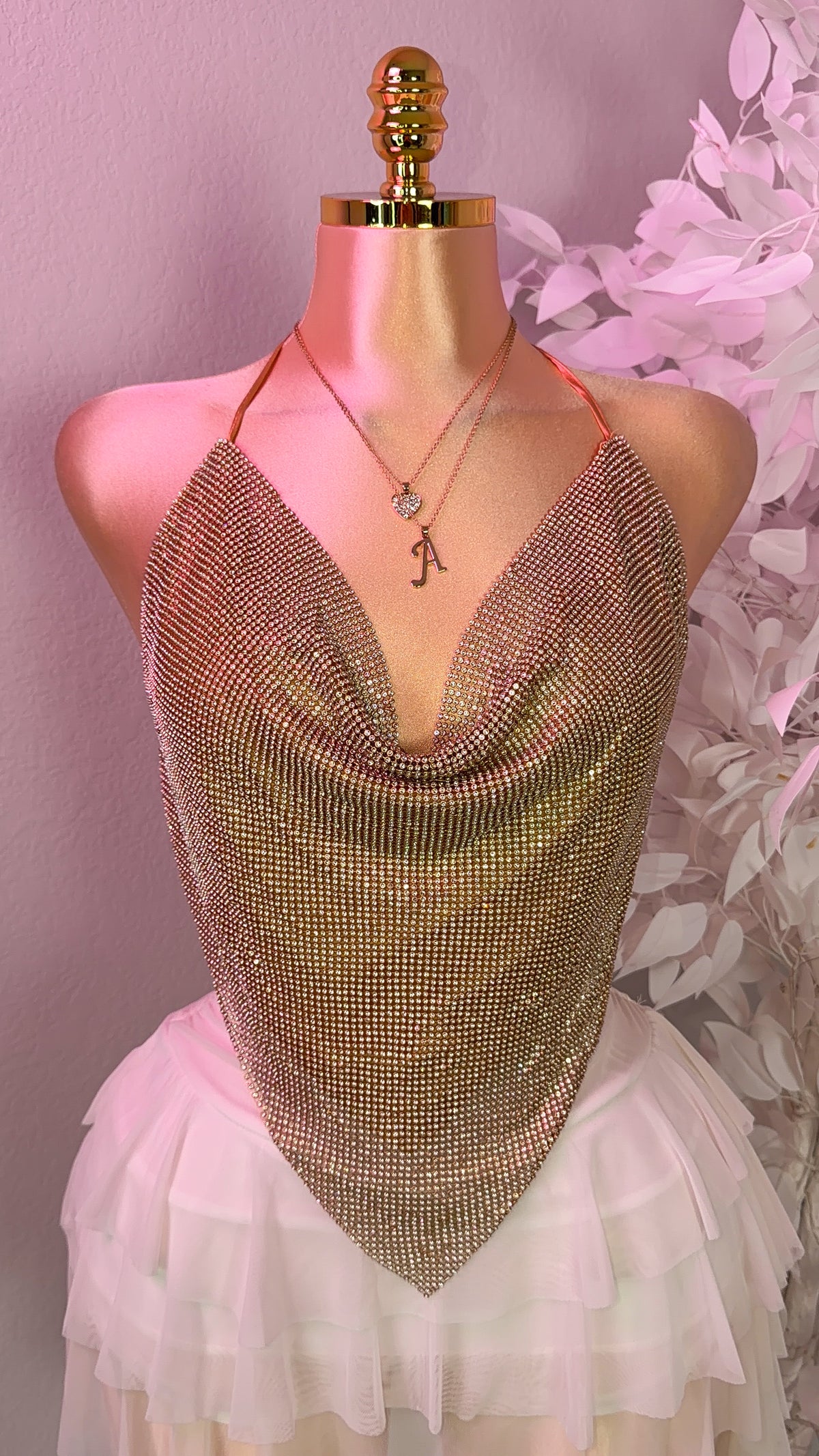 Provenza Rhinestone Top - Gold