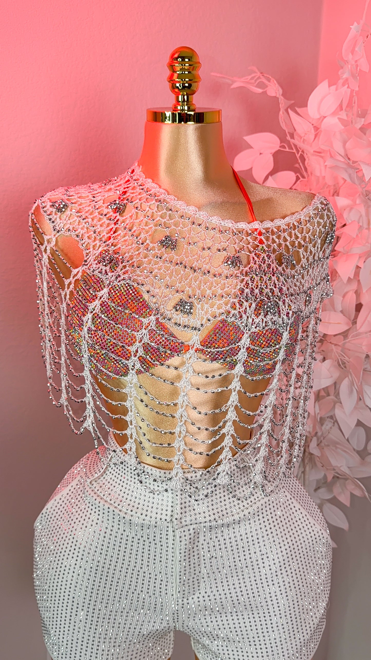 Cairo Embellished Crochet Top - White