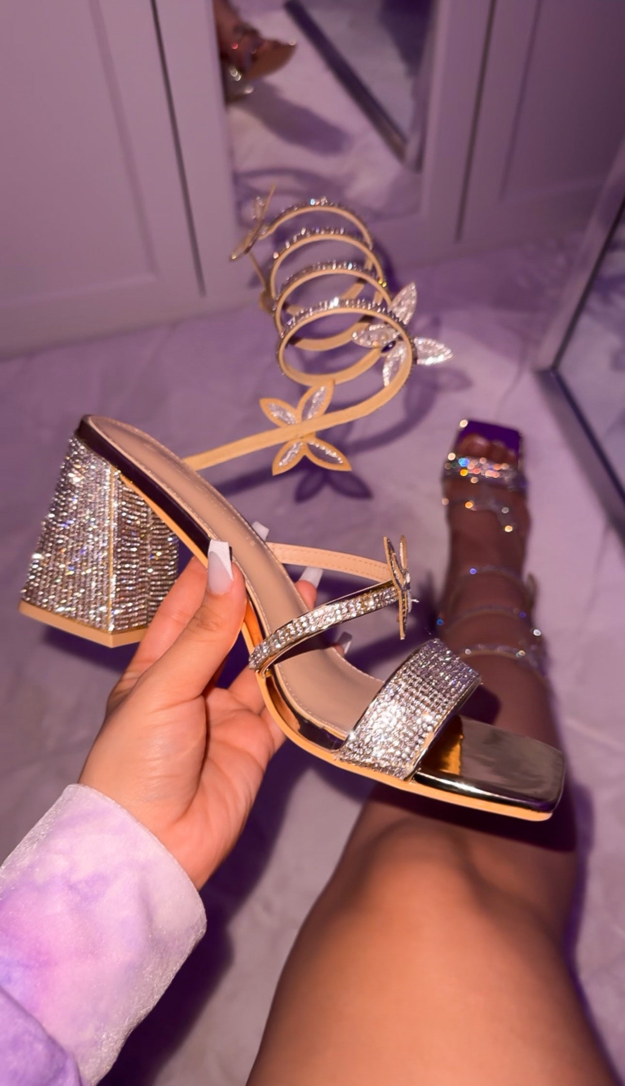 Luna Butterfly Heels - Gold  (Wide Friendly)