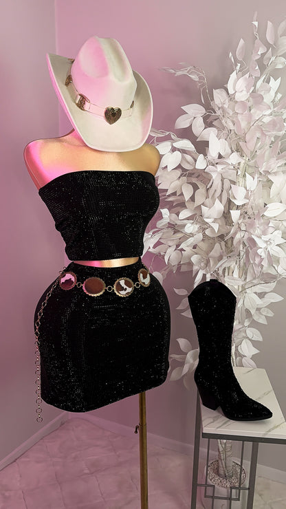 Mireya Rhinestone Tube Top - Black - Plus Size
