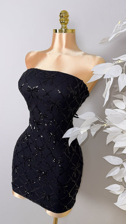 Esme Sequin Coquette Dress - Black
