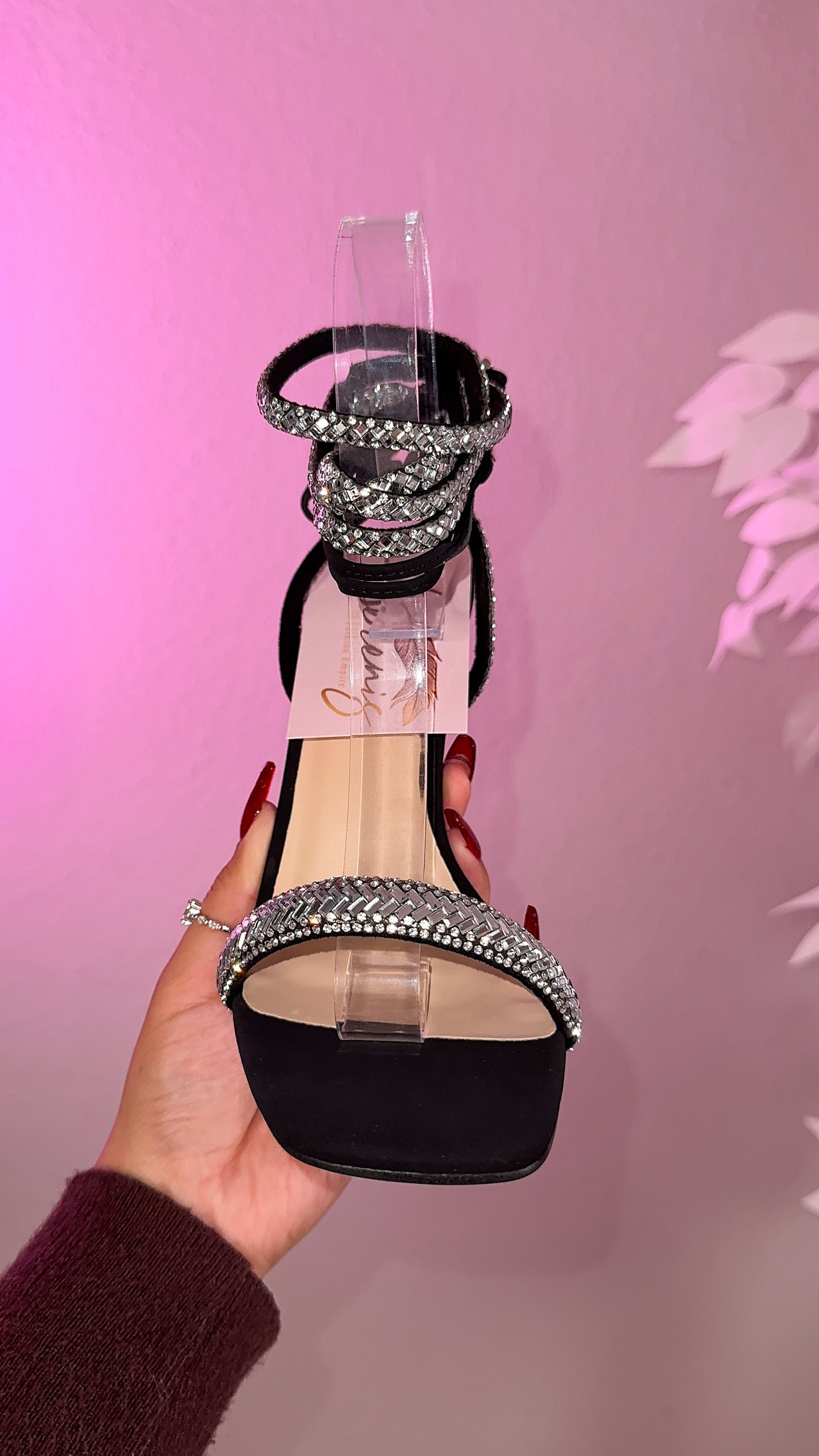 Nikki Rhinestone Heels - Black