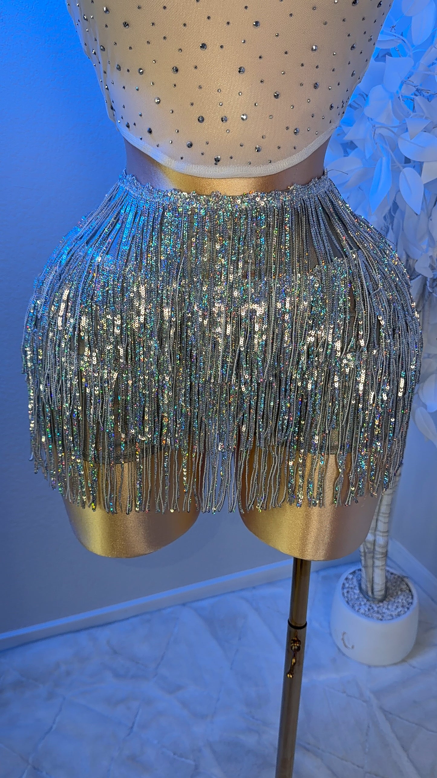 Sparklyyy Fringe Mini Skort - Silver