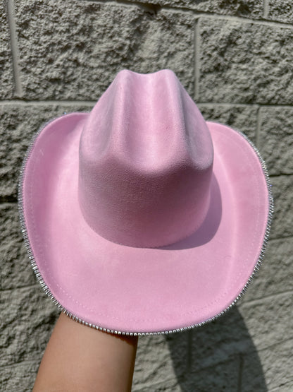 Jasmine Rhinestone/Pearl Western Hat - Pink