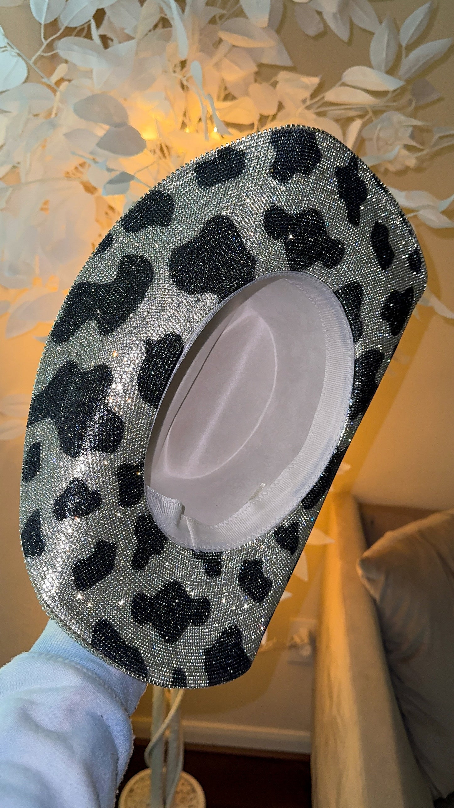 Amy Rhinestone Western Hat - Cow Print