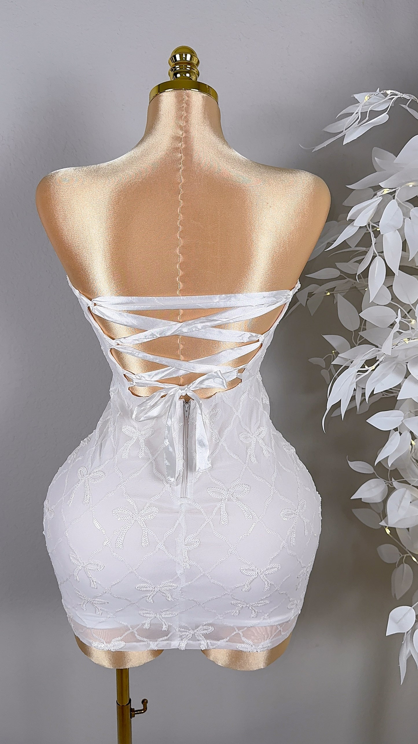 Esme Sequin Coquette Dress - White