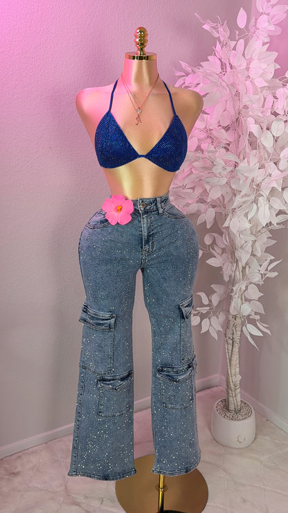 Bandida Rhinestone Cargo Jeans