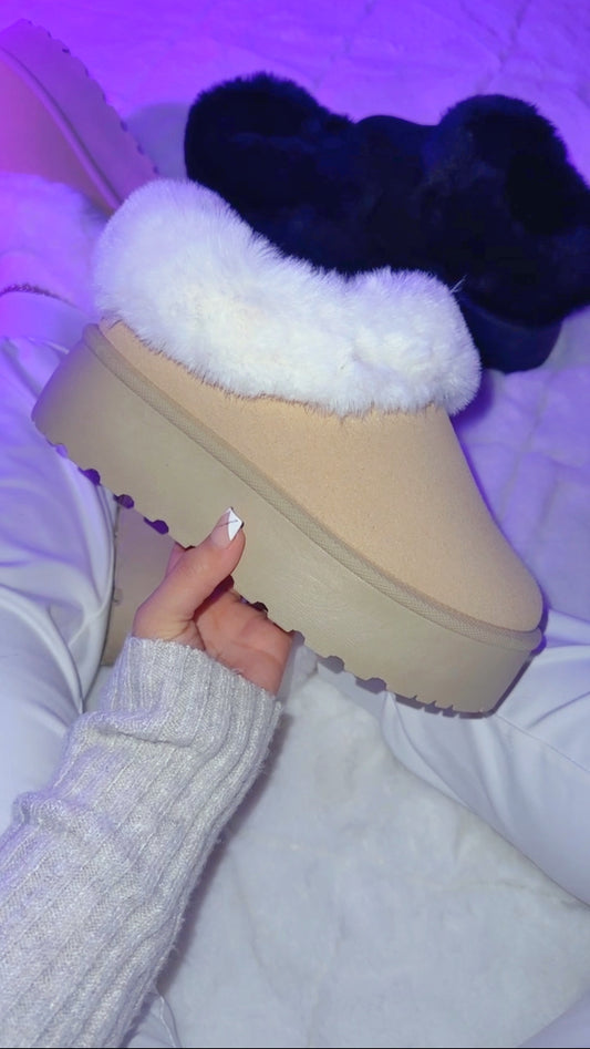 Cozy Feels Faux Fur Boots - Sand