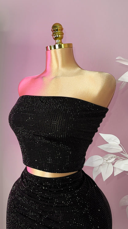 Mireya Rhinestone Tube Top - Black - Plus Size