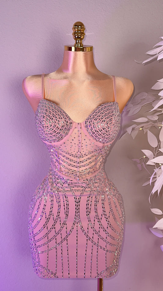 Vane Rhinestone Dress - Pink