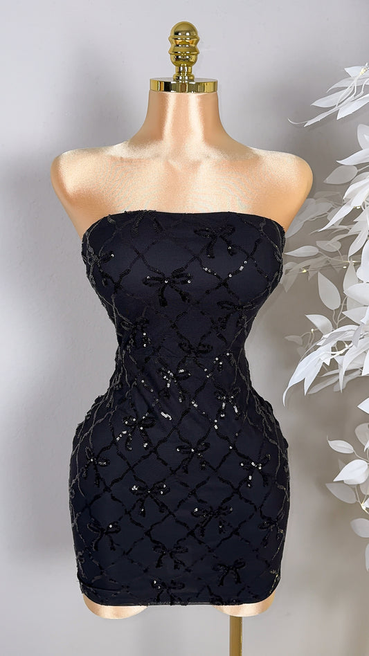 Esme Sequin Coquette Dress - Black