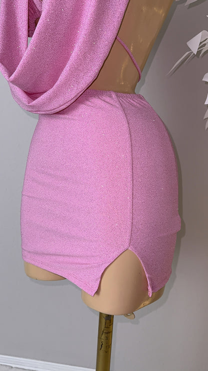 Arianna Glitter Skirt Set - Pink
