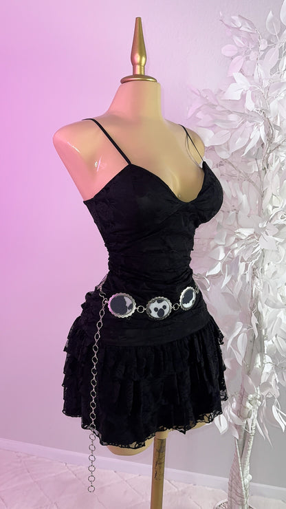 Veronica Lace Mini Dress - Black