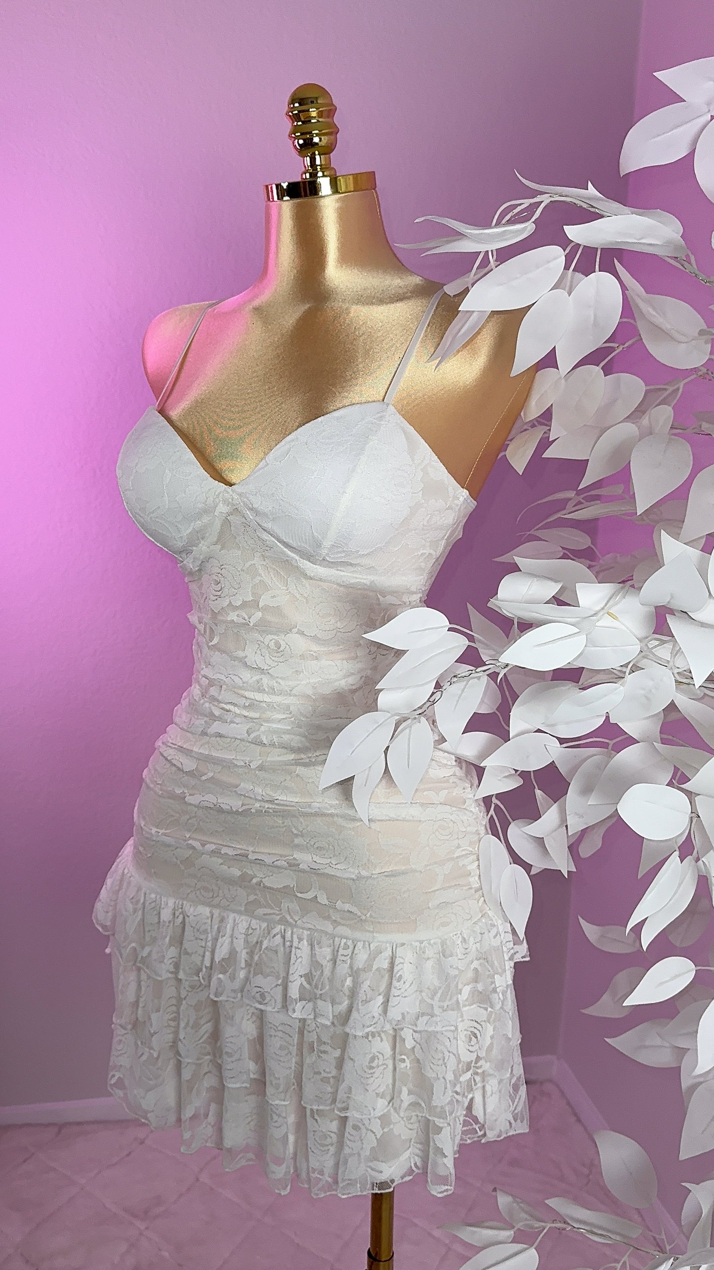 Veronica Lace Mini Dress - White