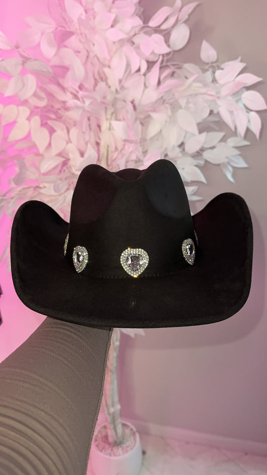 Rosa Heart Western Hat - Black