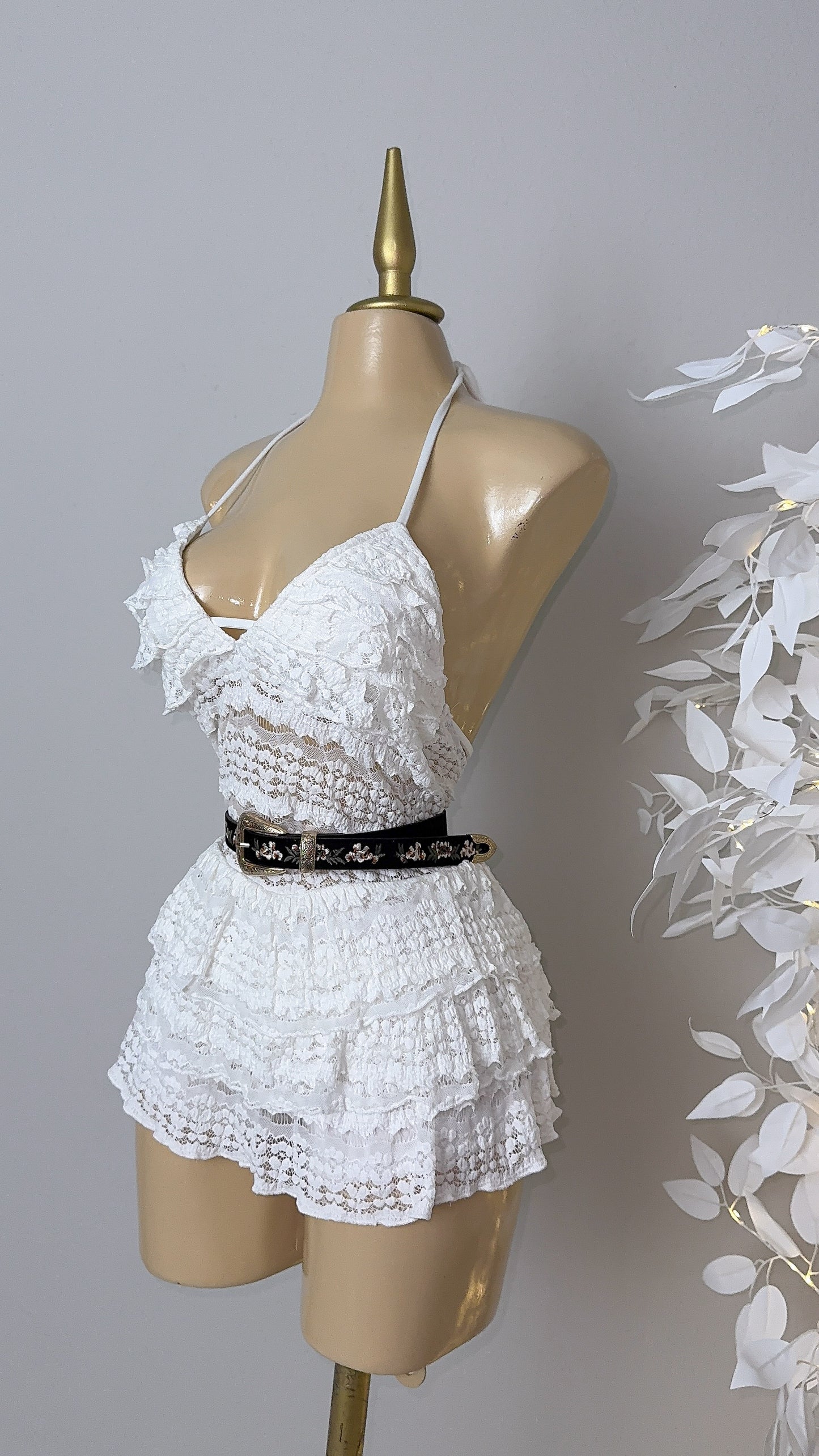 Casey Western Floral Belt - Black/Gold
