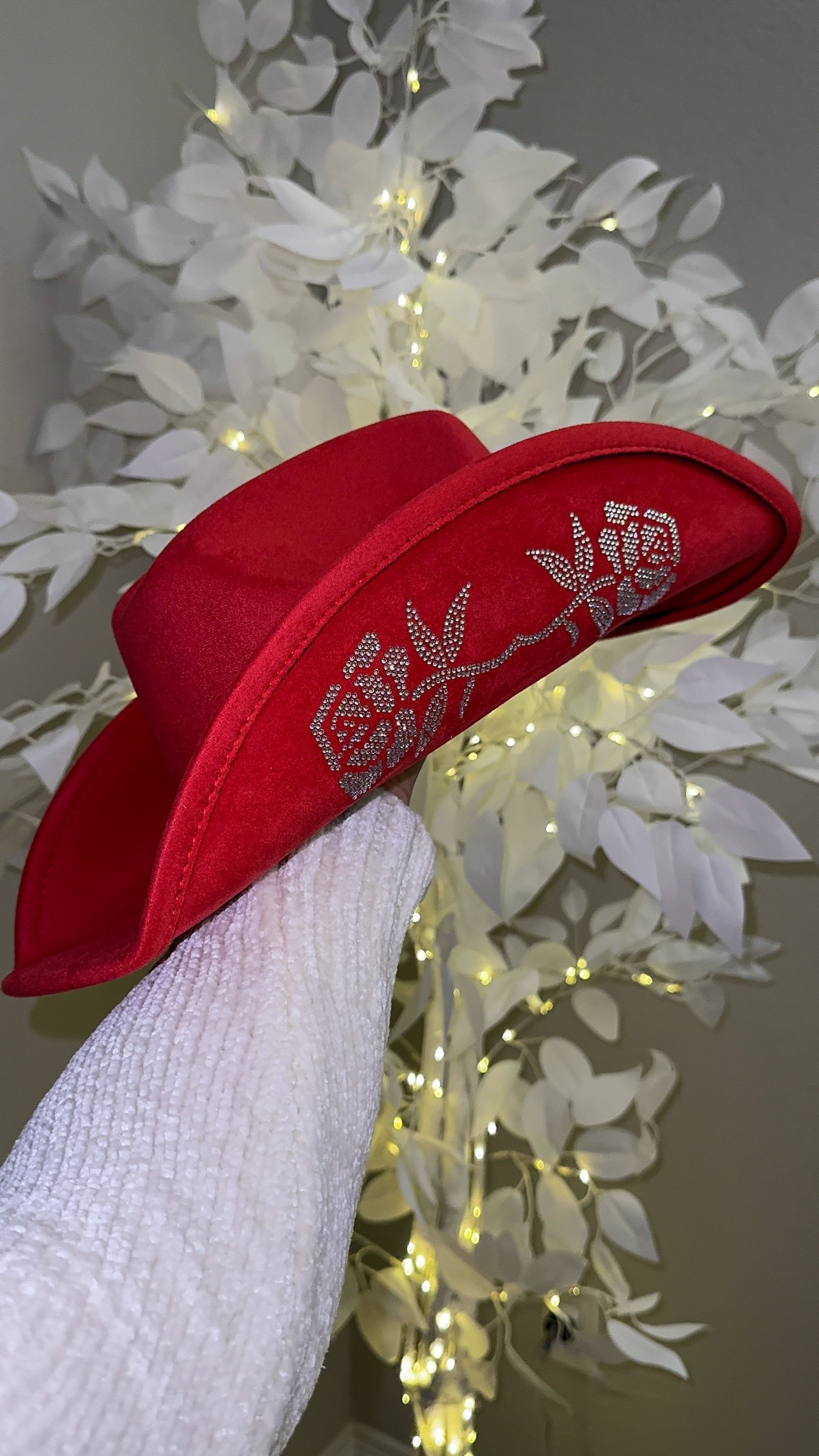 Selena Rhinestone Western Hat - Red