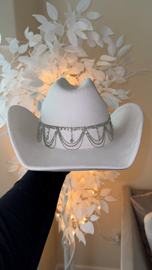 Carrie Rhinestone Western Hat - Ivory