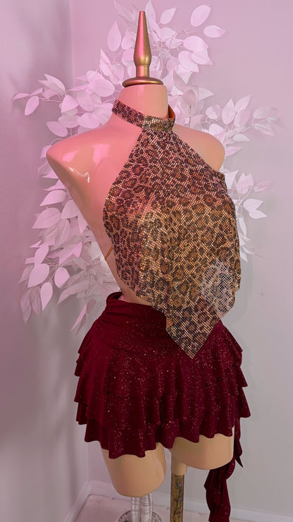 Fantasy Rhinestone Top - Leopard