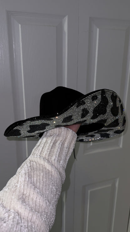 Amy Rhinestone Western Hat - Cow Print