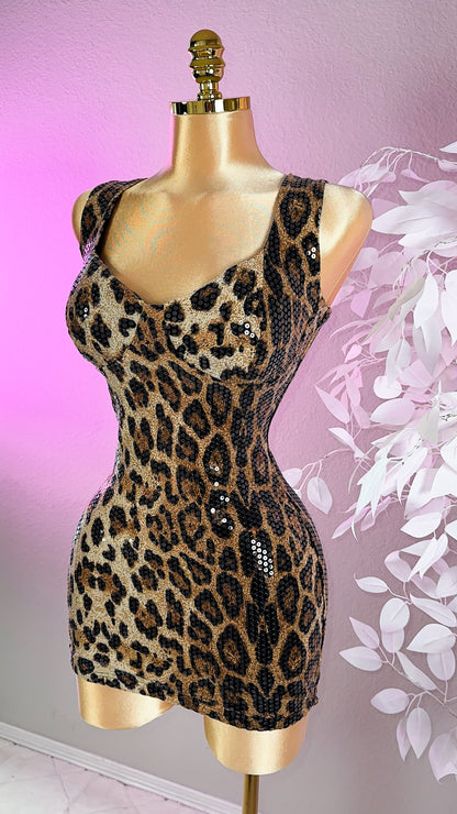 Angelina Sequin Cheetah Dress