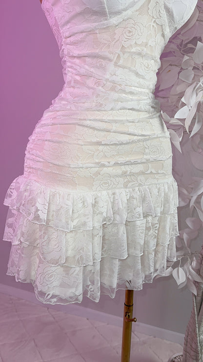 Veronica Lace Mini Dress - White
