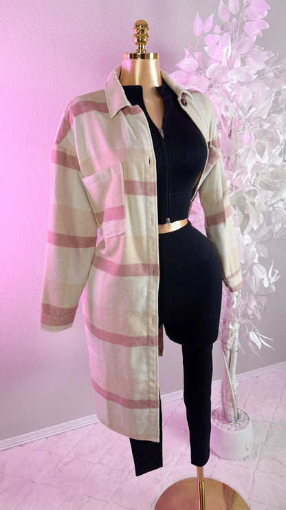 Allison Plaid Shacket - Pink