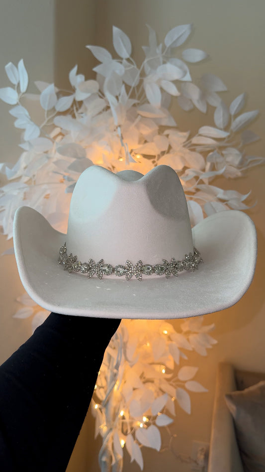 Allison Rhinestone Western Hat - Ivory