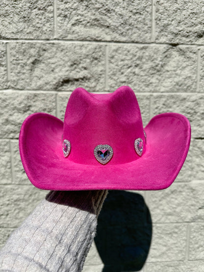 Rosa Heart Western Hat - Fuchsia 