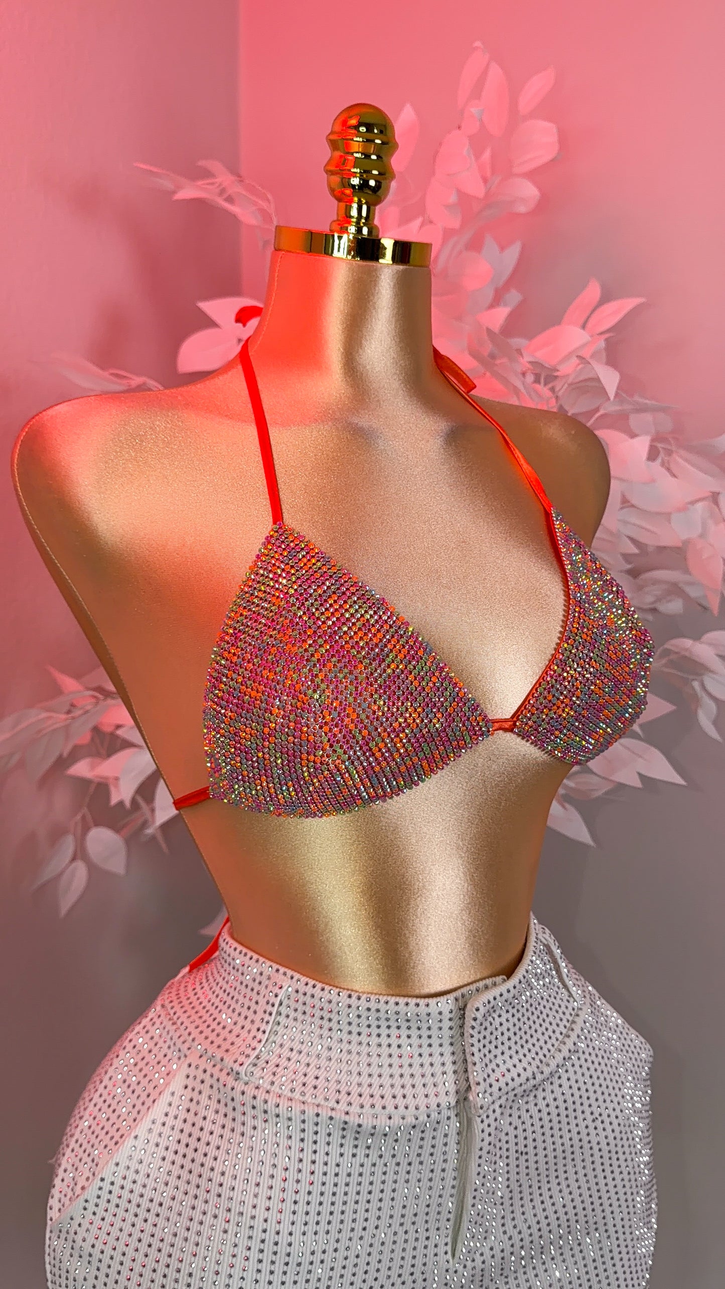 Del Cora Rhinestone Bikini Top - Multi