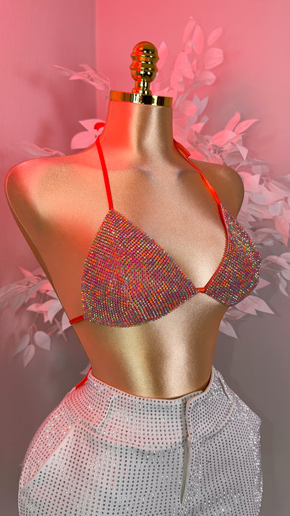 Del Cora Rhinestone Bikini Top - Multi