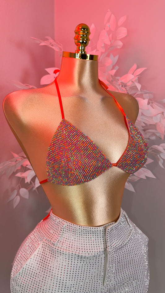Del Cora Rhinestone Bikini Top - Multi