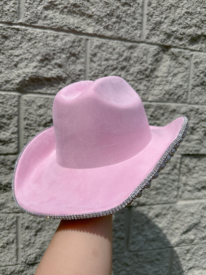 Jasmine Rhinestone/Pearl Western Hat - Pink