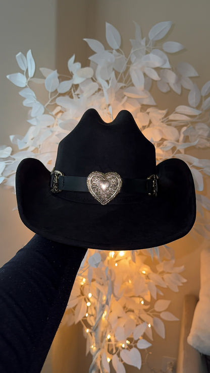 Victoria Buckle Western Hat - Black