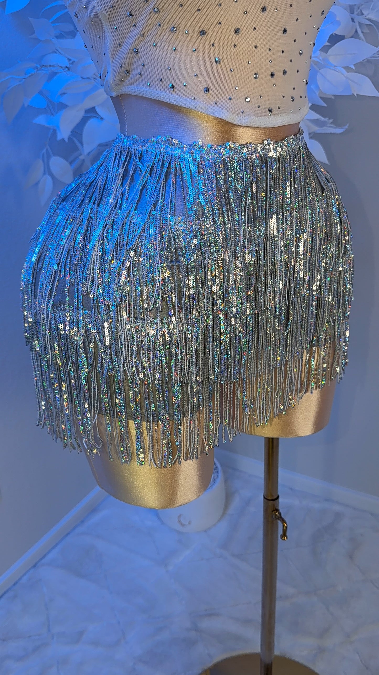 Sparklyyy Fringe Mini Skort - Silver