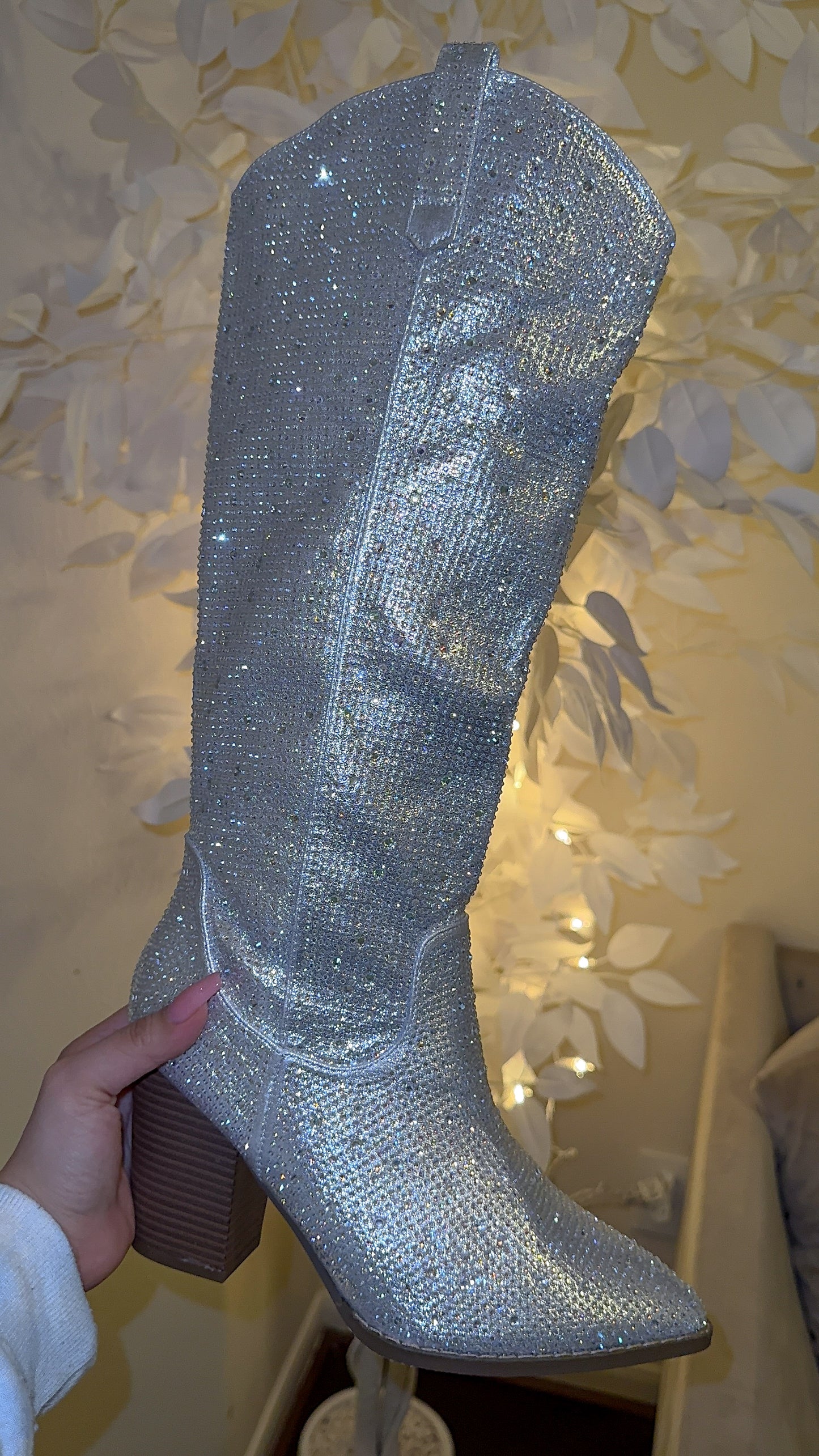 Anahi Rhinestone Western Boots - Silver (RESTOCK)
