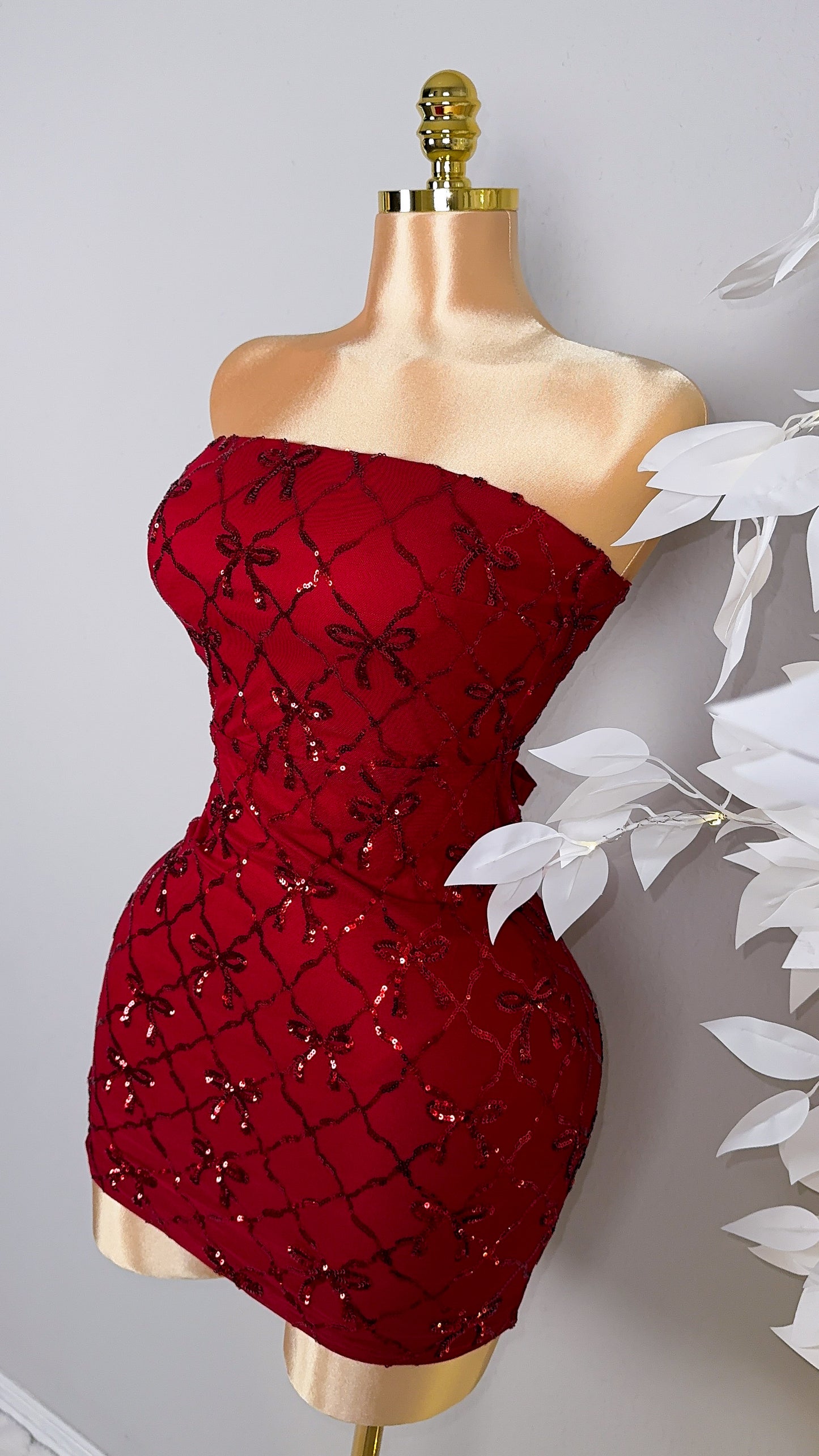 Esme Sequin Coquette Dress - Red