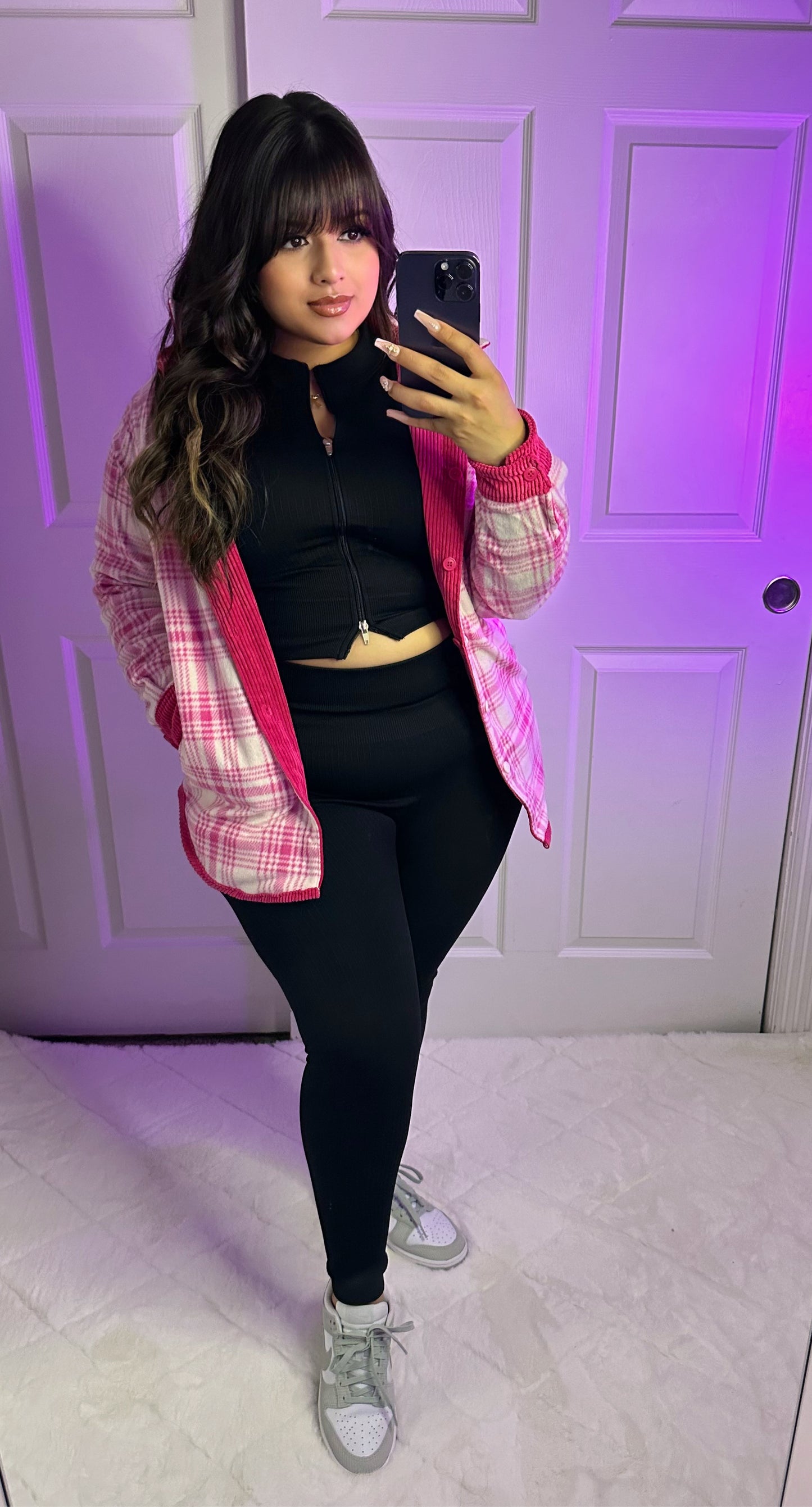 Ayla Corduroy Reversible Shacket - Pink