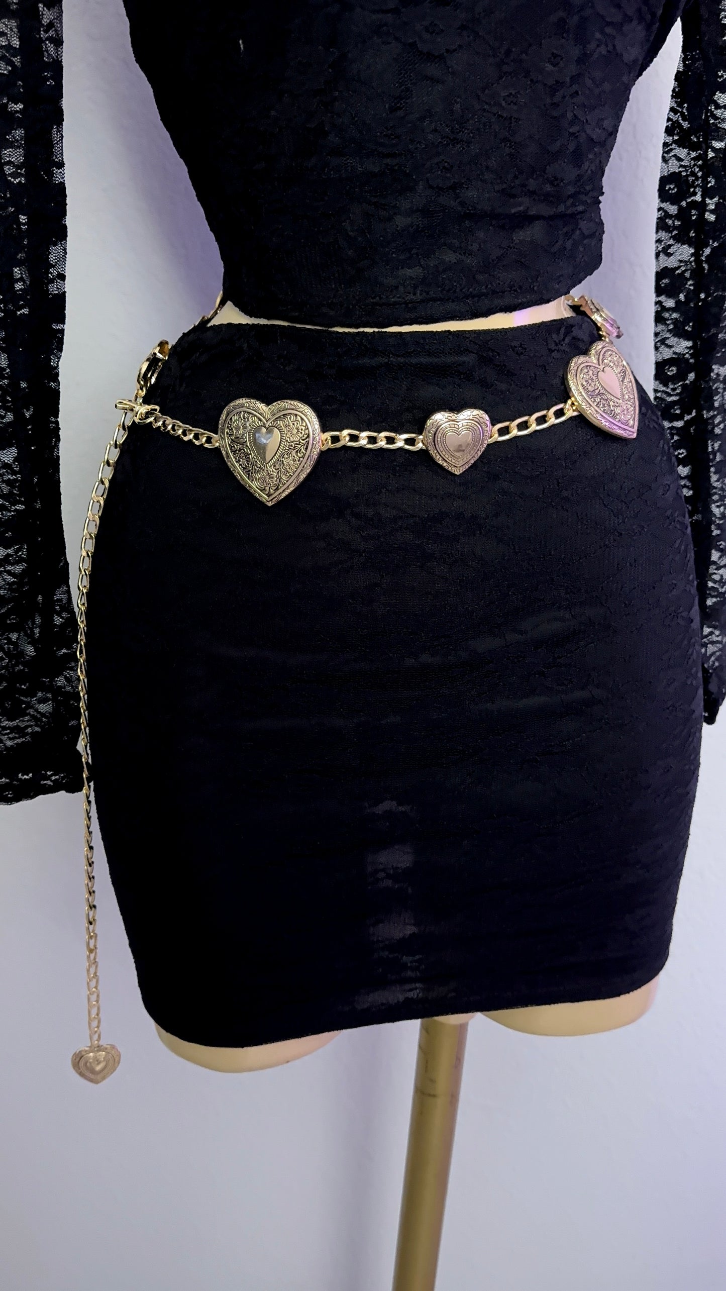 Heart Buckle Chain Belt - Gold
