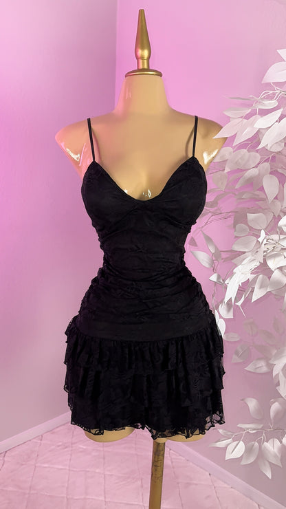 Veronica Lace Mini Dress - Black
