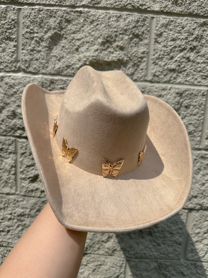 Elena Butterfly Western Hat - Beige