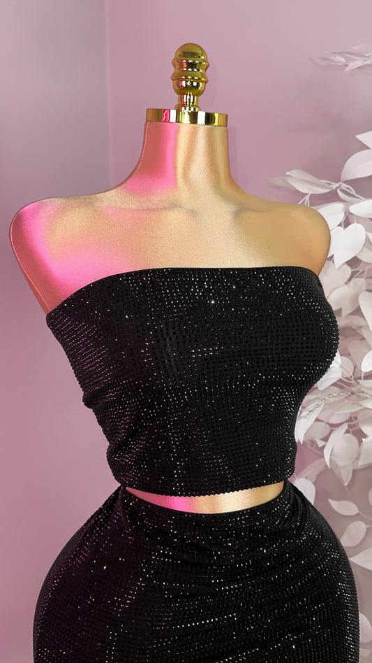 Mireya Rhinestone Tube Top - Black - Plus Size