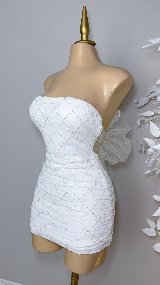 Yvette Sequin Coquette Dress - White