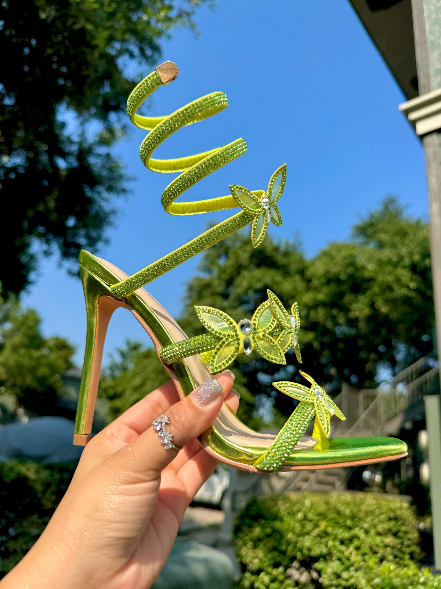 Serena Butterfly Heel - Green